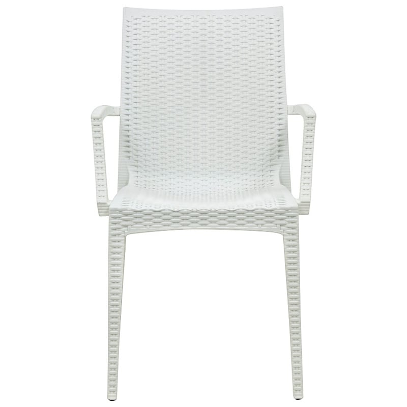 LeisureMod Mace 7-Piece Rectangular Plastic Outdoor Dining Set White