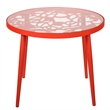 LeisureMod Devon Aluminum 3-Piece Dining Set with Table and 2 Armchairs Red