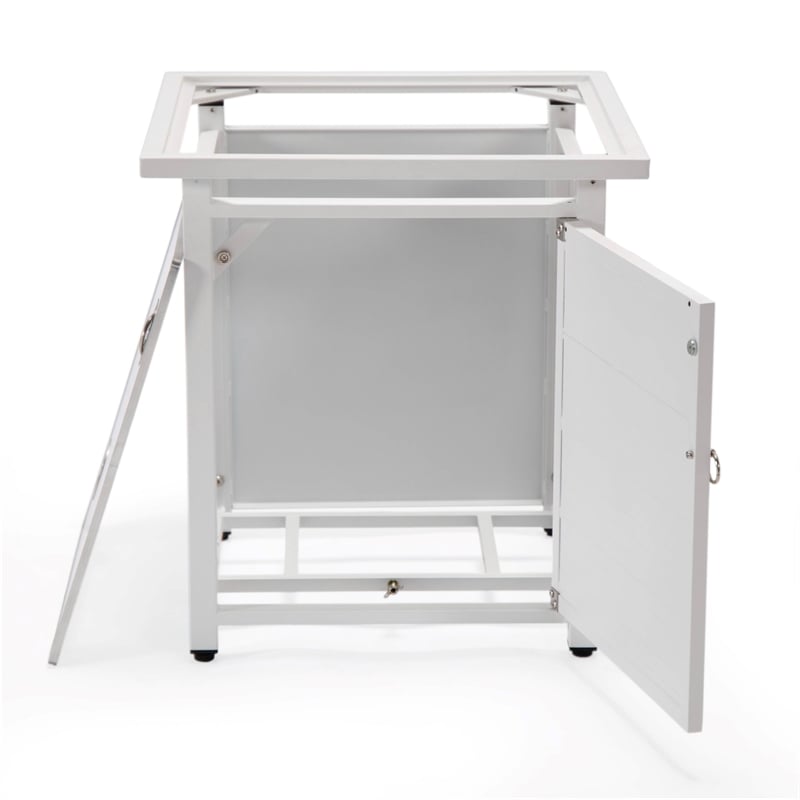 LeisureMod Walbrooke Patio Square Aluminum Tank Holder with Slats Design White