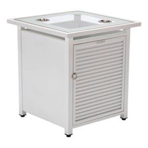 LeisureMod Walbrooke Patio Square Aluminum Tank Holder with Slats Design White