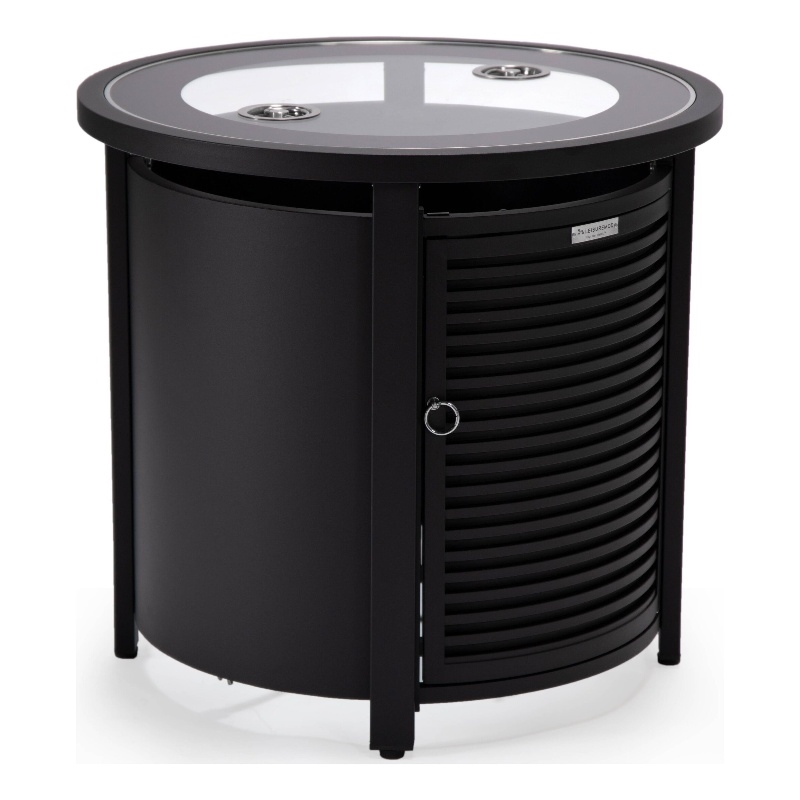 LeisureMod Walbrooke Patio Round Aluminum Tank Holder with Slats Design Black