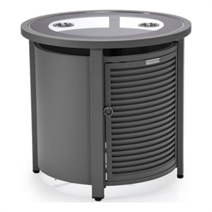 LeisureMod Walbrooke Patio Round Aluminum Tank Holder with Slats Design Gray