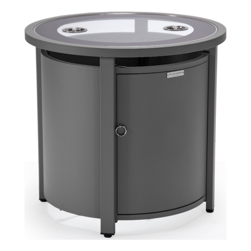LeisureMod Walbrooke Outdoor Patio Round Aluminum Tank Holder Gray