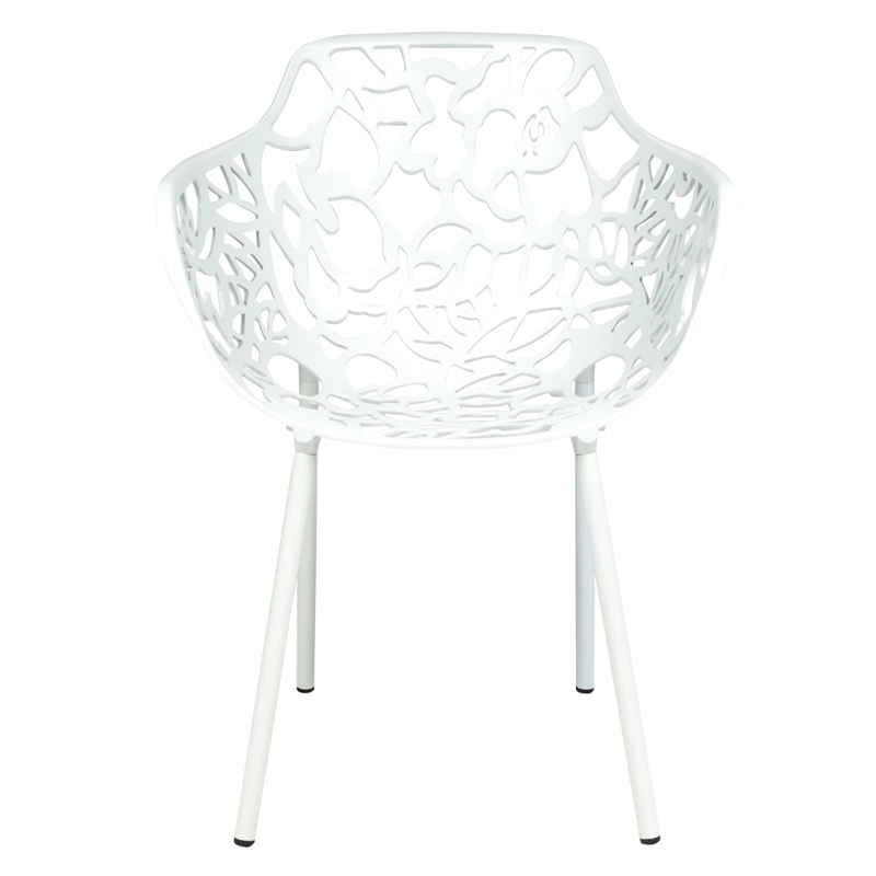 LeisureMod Devon 5-Piece Aluminum Dining Set with Table and 4 Armchairs White
