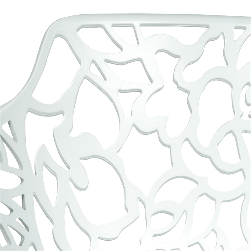 LeisureMod Devon 5-Piece Aluminum Dining Set with Table and 4 Armchairs White
