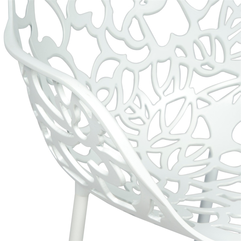 LeisureMod Devon 5-Piece Aluminum Dining Set with Table and 4 Armchairs White