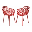Leisuremod Devon 7-Piece Aluminum Dining Set with Table and 6 Armchairs Red