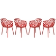 Leisuremod Devon 7-Piece Aluminum Dining Set with Table and 6 Armchairs Red