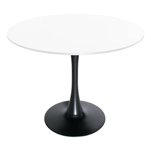 LeisureMod Bristol Modern Dining Table with Wood Top and Iron Base Black White