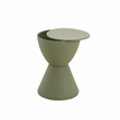 LeisureMod Boyd Modern Plastic Ribbed Round End Table in Olive Green