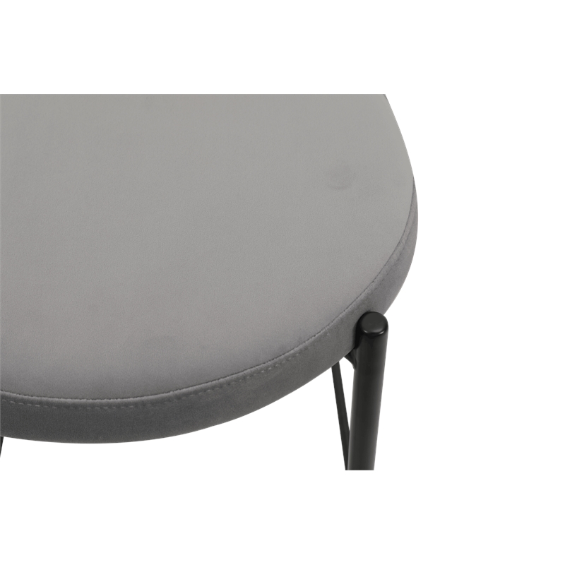 LeisureMod Euston Wicker Bar Stool with Black Metal Frame and Footrest Gray