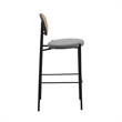 LeisureMod Euston Wicker Bar Stool with Black Metal Frame and Footrest Gray