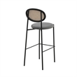 LeisureMod Euston Wicker Bar Stool with Black Metal Frame and Footrest Gray