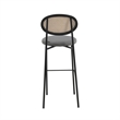 LeisureMod Euston Wicker Bar Stool with Black Metal Frame and Footrest Gray