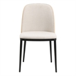 LeisureMod Tule Dining Chair with Velvet Seat Natural Wood/Beige