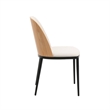 LeisureMod Tule Dining Chair with Velvet Seat Natural Wood/Beige
