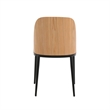 LeisureMod Tule Dining Chair with Velvet Seat Natural Wood/Beige