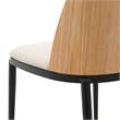 LeisureMod Tule Dining Chair with Velvet Seat Natural Wood/Beige