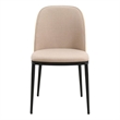 LeisureMod Tule Dining Chair with Velvet Seat Natural Wood/Brown