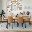 LeisureMod Tule Dining Chair with Velvet Seat Natural Wood/Brown