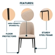 LeisureMod Tule Dining Chair with Velvet Seat Natural Wood/Brown