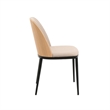 LeisureMod Tule Dining Chair with Velvet Seat Natural Wood/Brown