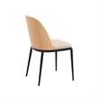 LeisureMod Tule Dining Chair with Velvet Seat Natural Wood/Brown