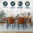 LeisureMod Tule Dining Chair with Velvet Seat Walnut/Beige