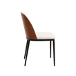 LeisureMod Tule Dining Chair with Velvet Seat Walnut/Beige
