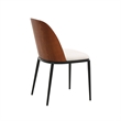 LeisureMod Tule Dining Chair with Velvet Seat Walnut/Beige