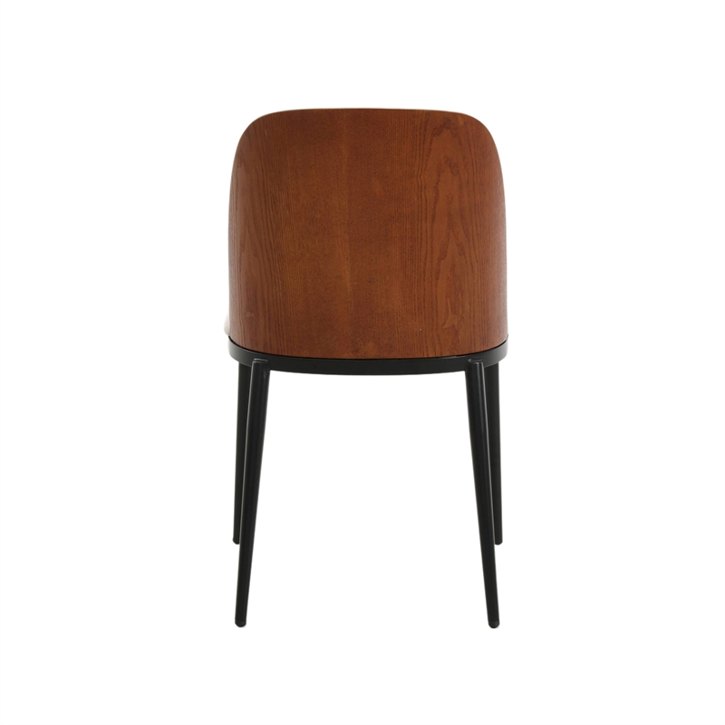 LeisureMod Tule Dining Chair with Velvet Seat Walnut/Beige