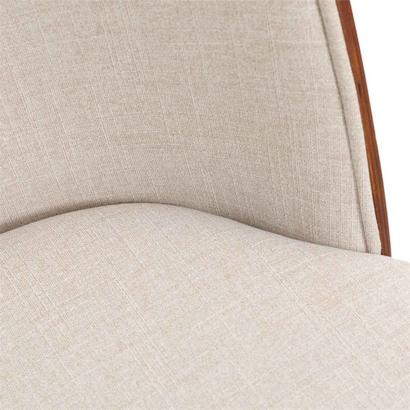 LeisureMod Tule Dining Chair with Velvet Seat Walnut/Beige
