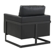LeisureMod Lincoln Modern Leather Arm Chair with Black Steel Frame Black