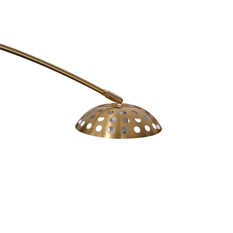 Leisuremod Arco Floor Lamp with White Marble Base and Metal Lamp Shade Gold