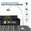 Leisuremod Arco Floor Lamp with White Marble Base and Metal Lamp Shade Gold