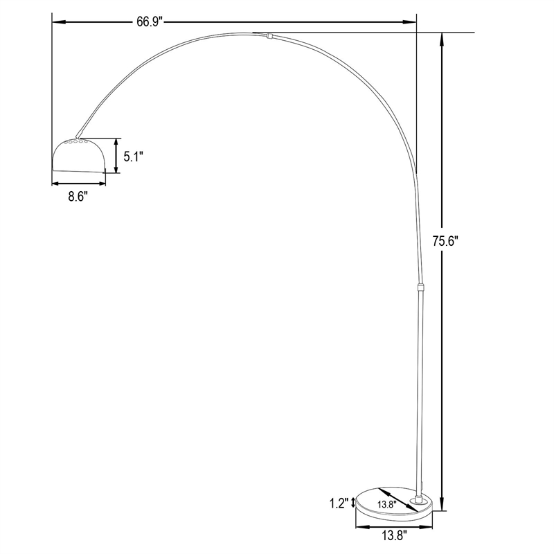 Leisuremod Arco Floor Lamp with White Marble Base and Metal Lamp Shade Black