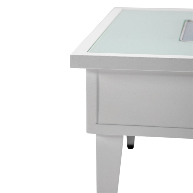Leisuremod Walbrooke Square Patio Fire Pit Table with Aluminum Frame White