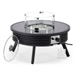 Leisuremod Walbrooke Round Patio Fire Pit Table with Aluminum Slats Frame Black