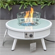 Leisuremod Walbrooke Round Patio Fire Pit Table with Aluminum Slats Frame White