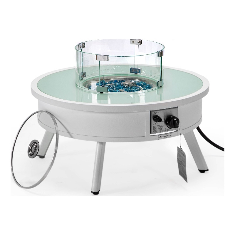 leisuremod walbrooke round patio fire pit table with aluminum frame white