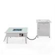 LeisureMod Walbrooke Square Patio Aluminum Fire Pit Table and Tank Holder White