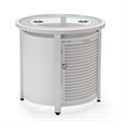 LeisureMod Walbrooke Round Patio Aluminum Fire Pit Table and Tank Holder White