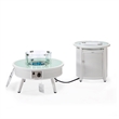 LeisureMod Walbrooke Round Patio Aluminum Fire Pit Table and Tank Holder White
