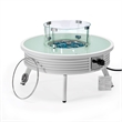 LeisureMod Walbrooke Round Patio Aluminum Fire Pit Table and Tank Holder White