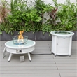 LeisureMod Walbrooke Round Patio Aluminum Fire Pit Table and Tank Holder White