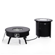 LeisureMod Walbrooke Round Patio Aluminum Fire Pit Table and Tank Holder Black
