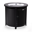 LeisureMod Walbrooke Round Patio Aluminum Fire Pit Table and Tank Holder Black