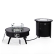 LeisureMod Walbrooke Round Patio Aluminum Fire Pit Table and Tank Holder Black