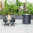 LeisureMod Walbrooke Round Patio Aluminum Fire Pit Table and Tank Holder Black