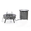 LeisureMod Walbrooke Round Patio Aluminum Fire Pit Table and Tank Holder Gray